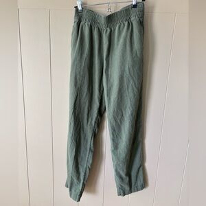 Green linen pants